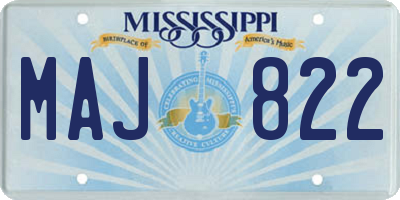 MS license plate MAJ822