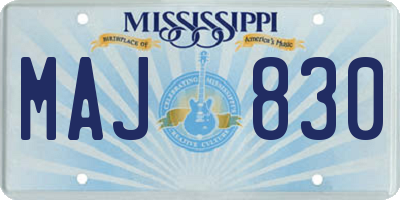 MS license plate MAJ830