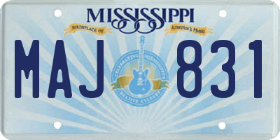 MS license plate MAJ831