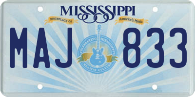 MS license plate MAJ833