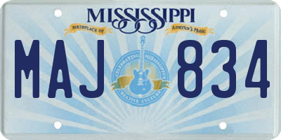 MS license plate MAJ834