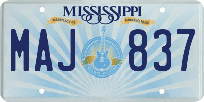 MS license plate MAJ837
