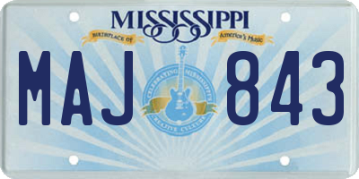 MS license plate MAJ843