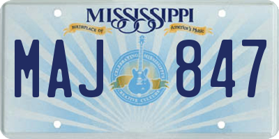 MS license plate MAJ847