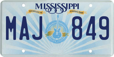 MS license plate MAJ849