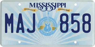 MS license plate MAJ858