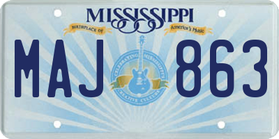 MS license plate MAJ863