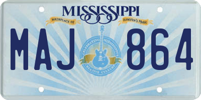 MS license plate MAJ864