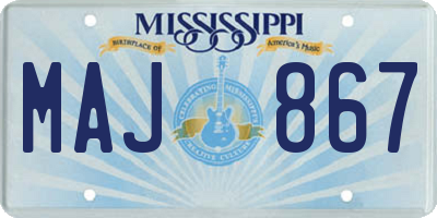 MS license plate MAJ867