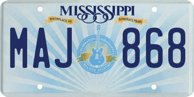 MS license plate MAJ868