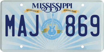 MS license plate MAJ869