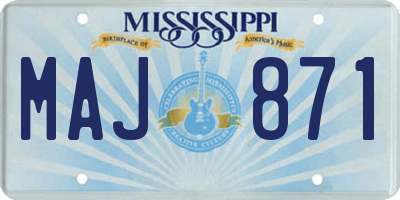 MS license plate MAJ871