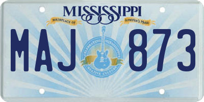MS license plate MAJ873