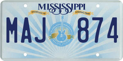 MS license plate MAJ874