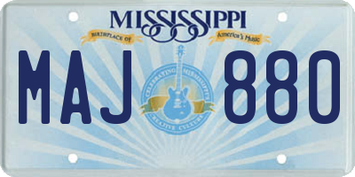 MS license plate MAJ880