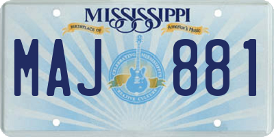 MS license plate MAJ881