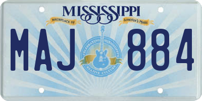 MS license plate MAJ884