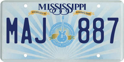MS license plate MAJ887