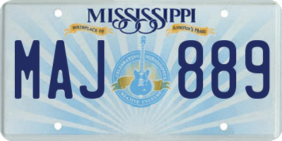 MS license plate MAJ889