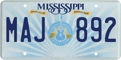 MS license plate MAJ892