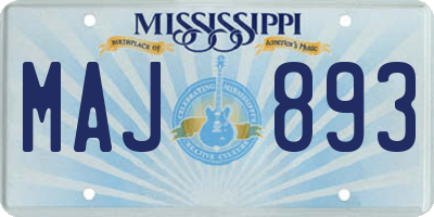 MS license plate MAJ893