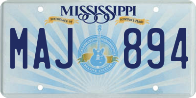 MS license plate MAJ894