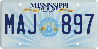 MS license plate MAJ897