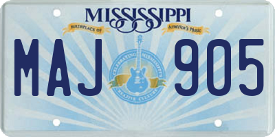 MS license plate MAJ905