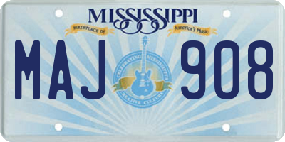 MS license plate MAJ908
