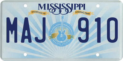 MS license plate MAJ910