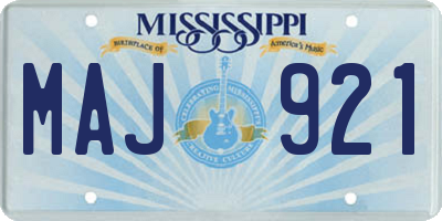 MS license plate MAJ921