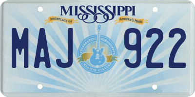 MS license plate MAJ922