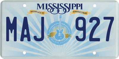 MS license plate MAJ927