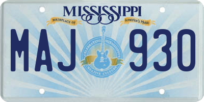 MS license plate MAJ930