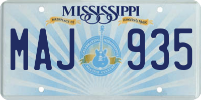 MS license plate MAJ935