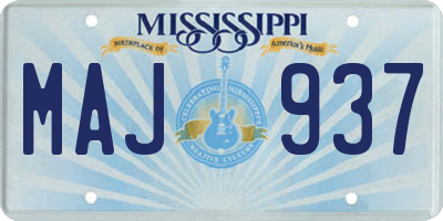 MS license plate MAJ937