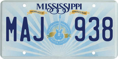 MS license plate MAJ938