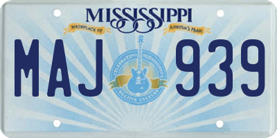 MS license plate MAJ939
