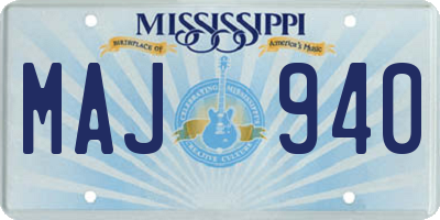 MS license plate MAJ940