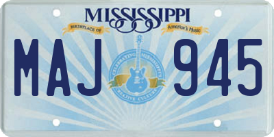 MS license plate MAJ945