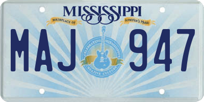 MS license plate MAJ947