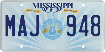 MS license plate MAJ948