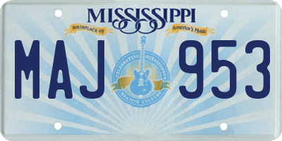 MS license plate MAJ953