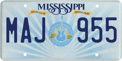 MS license plate MAJ955