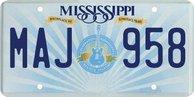 MS license plate MAJ958