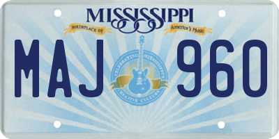MS license plate MAJ960