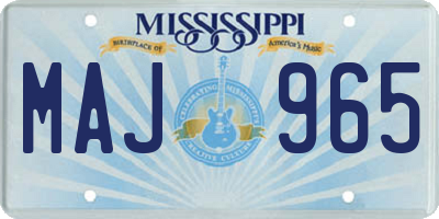 MS license plate MAJ965