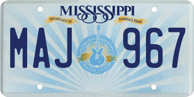 MS license plate MAJ967