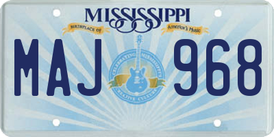 MS license plate MAJ968