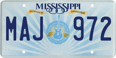 MS license plate MAJ972